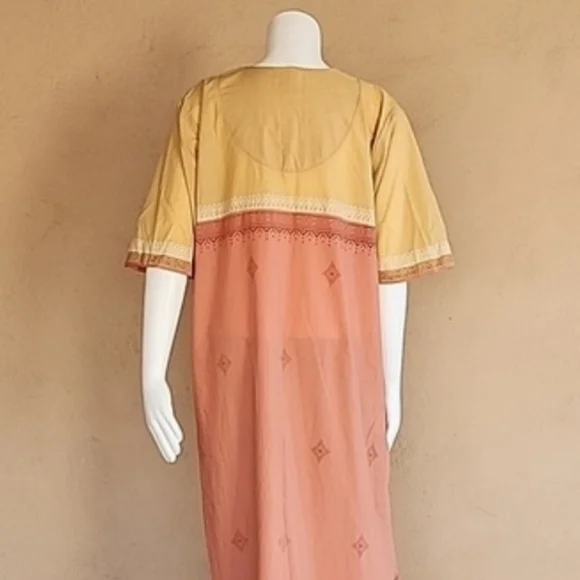 EGYPT Kaftan Maxi Dress XL Nightgown Batik Embroidered Egyptian Loungewear - Picture 9 of 15